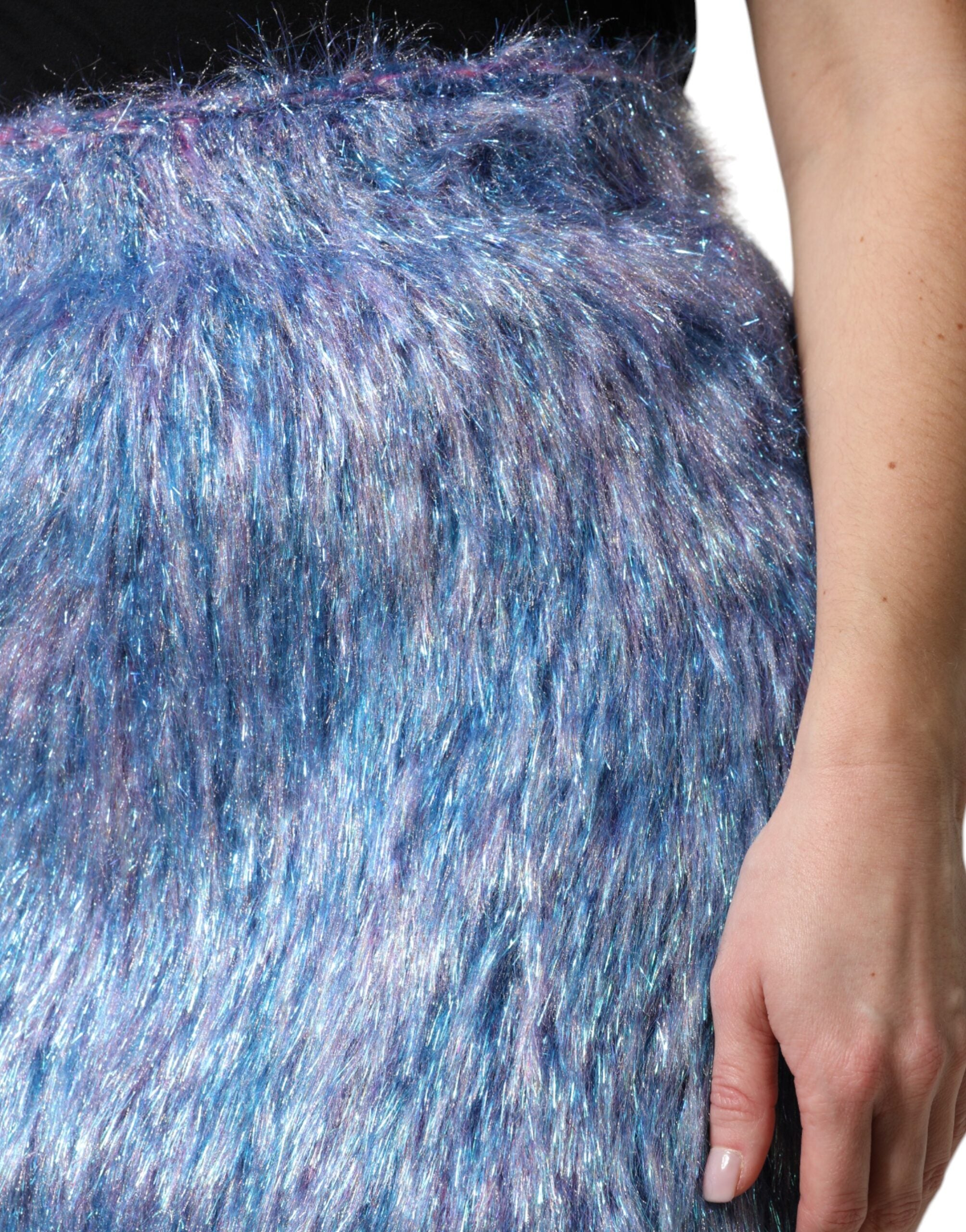 Dolce & Gabbana Multicolor Plush High Waist Mini Skirt