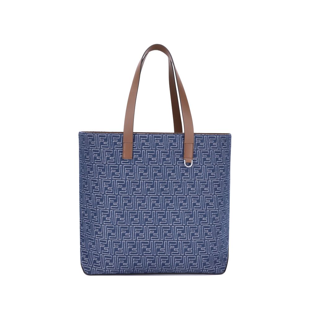 Fendi Light Blue Cotton Shoulder Bag