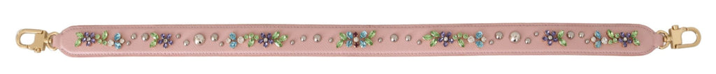Dolce & Gabbana Pink Leather Crystal Stud Accessory Shoulder Strap