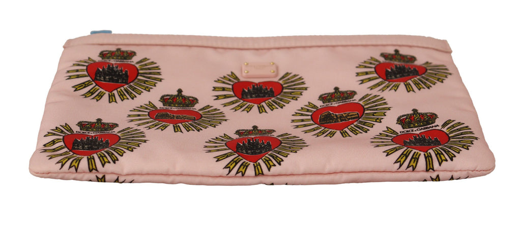 Dolce & Gabbana Clutch Pink D&G Logo Devotion Heart Toiletry Pouch Wallet