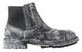 Dolce & Gabbana Black Gray Leather Ankle Boots