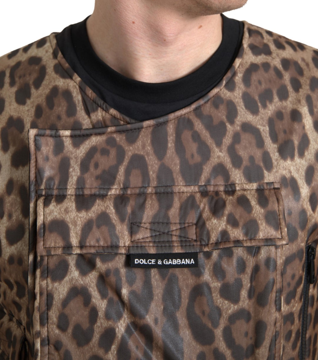 Dolce & Gabbana Brown Leopard Silk Sleeveless Sportswear