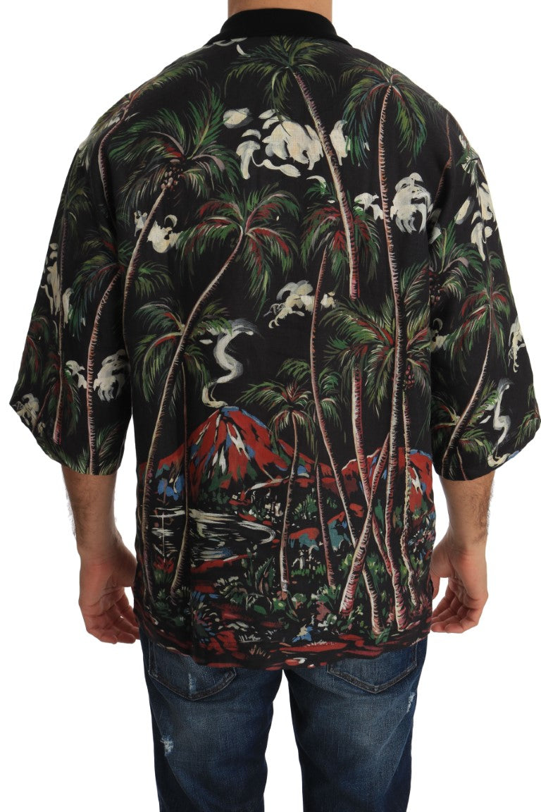 Dolce & Gabbana Black Volcano Sicily Short Sleeve T-Shirt