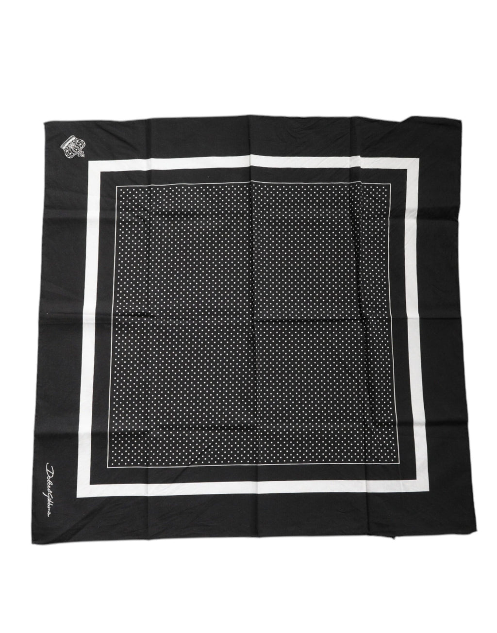 Dolce & Gabbana Black Polka Dots Cotton Handkerchief Scarf
