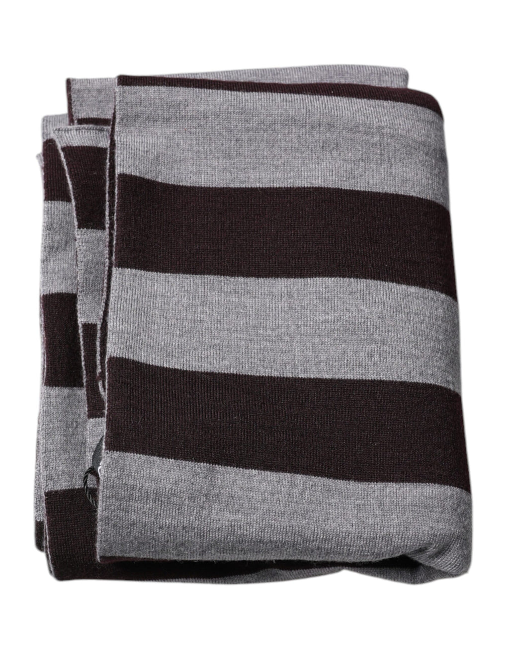 Dolce & Gabbana Black Gray Stripes Wool Neck Wrap Scarf