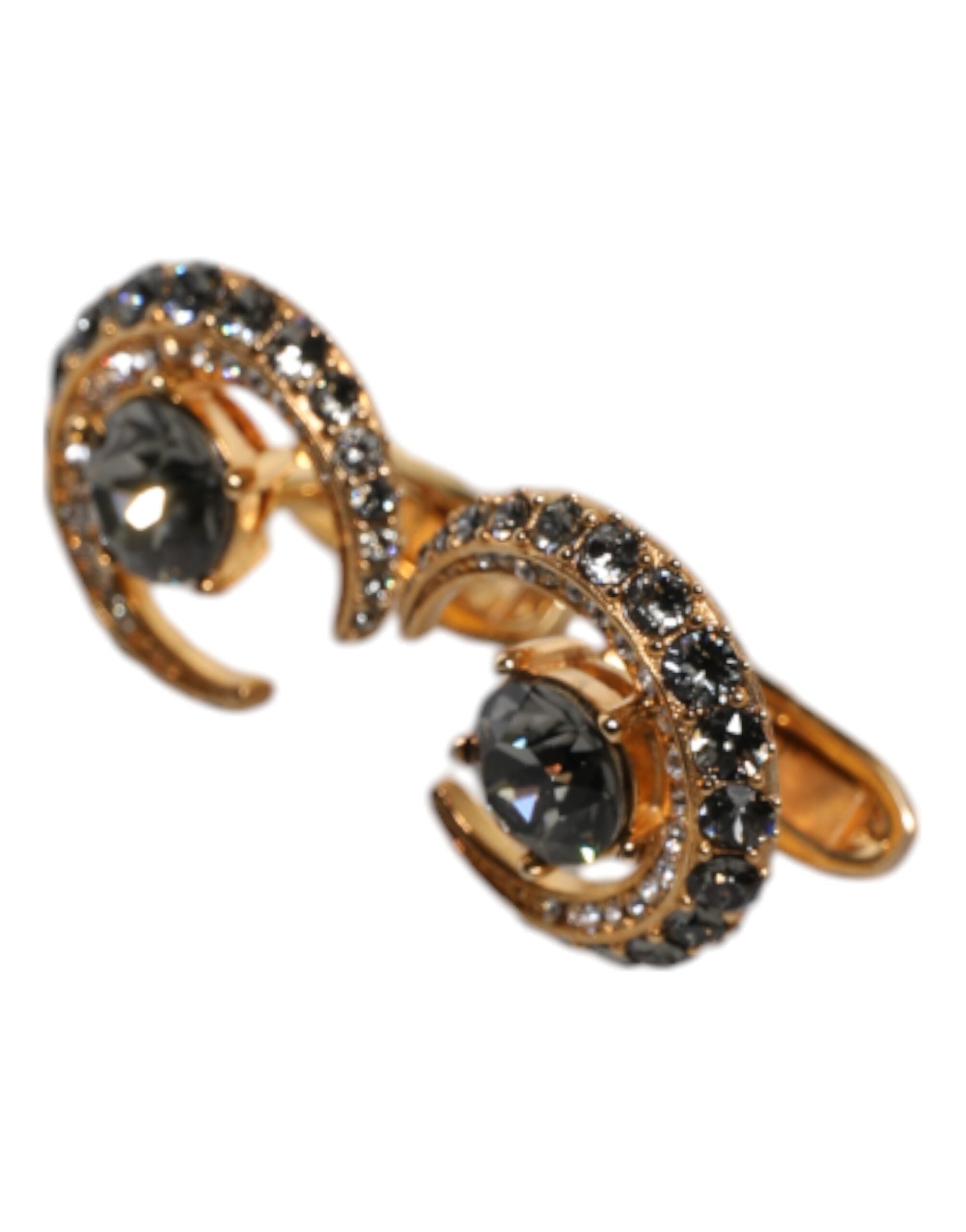Dolce & Gabbana Brass Gold Black Crystal Luna Cufflink