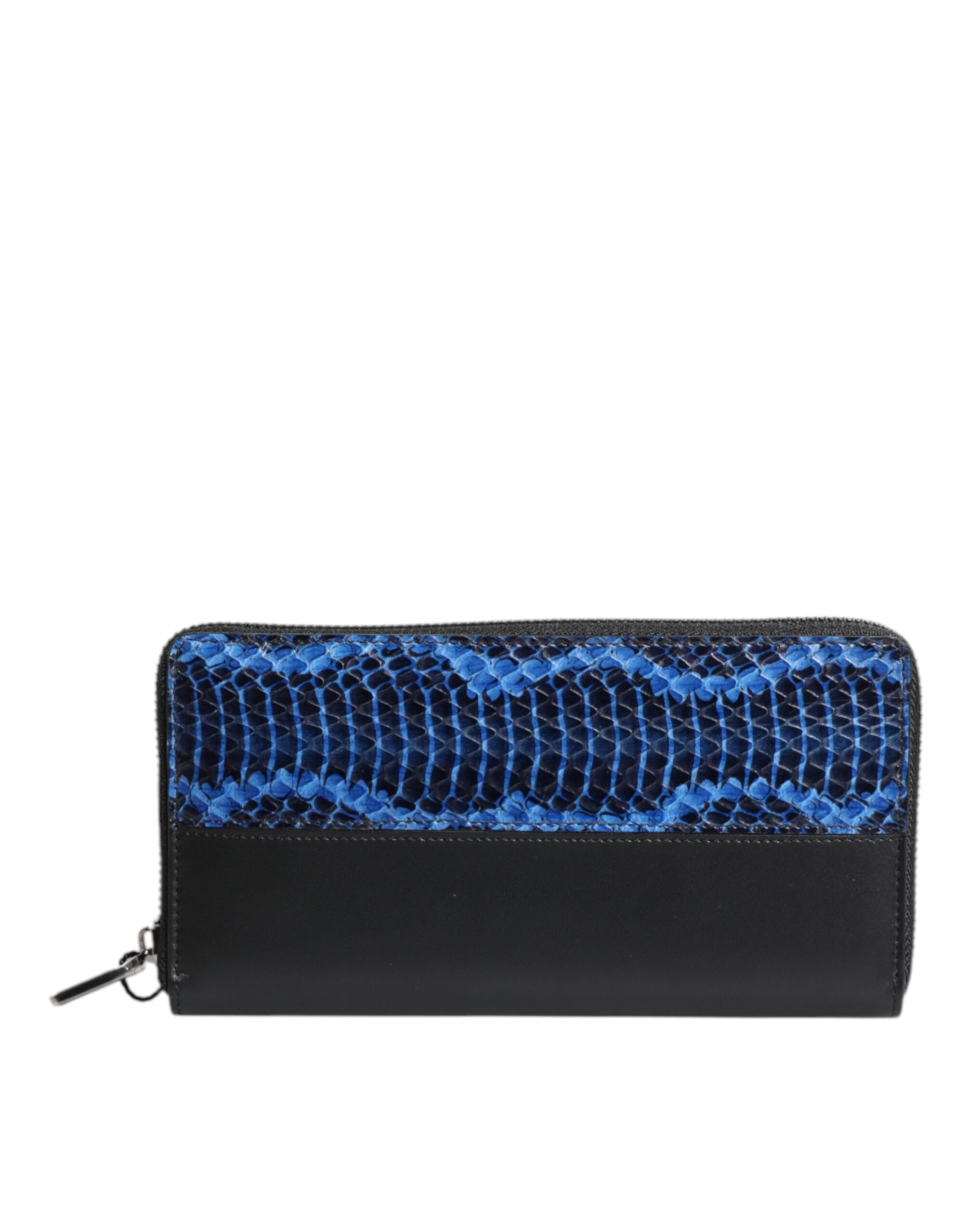 Dolce & Gabbana Black Blue Exotic Leather Embossed Continental Wallet