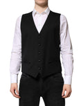 Dolce & Gabbana Black Wool Dress Formal Men Waistcoat Vest