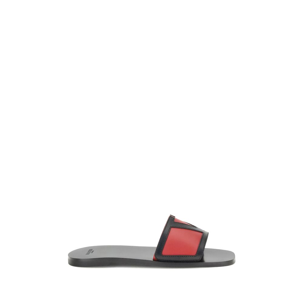Valentino Garavani Red Calf Leather Bos Taurus Sandals