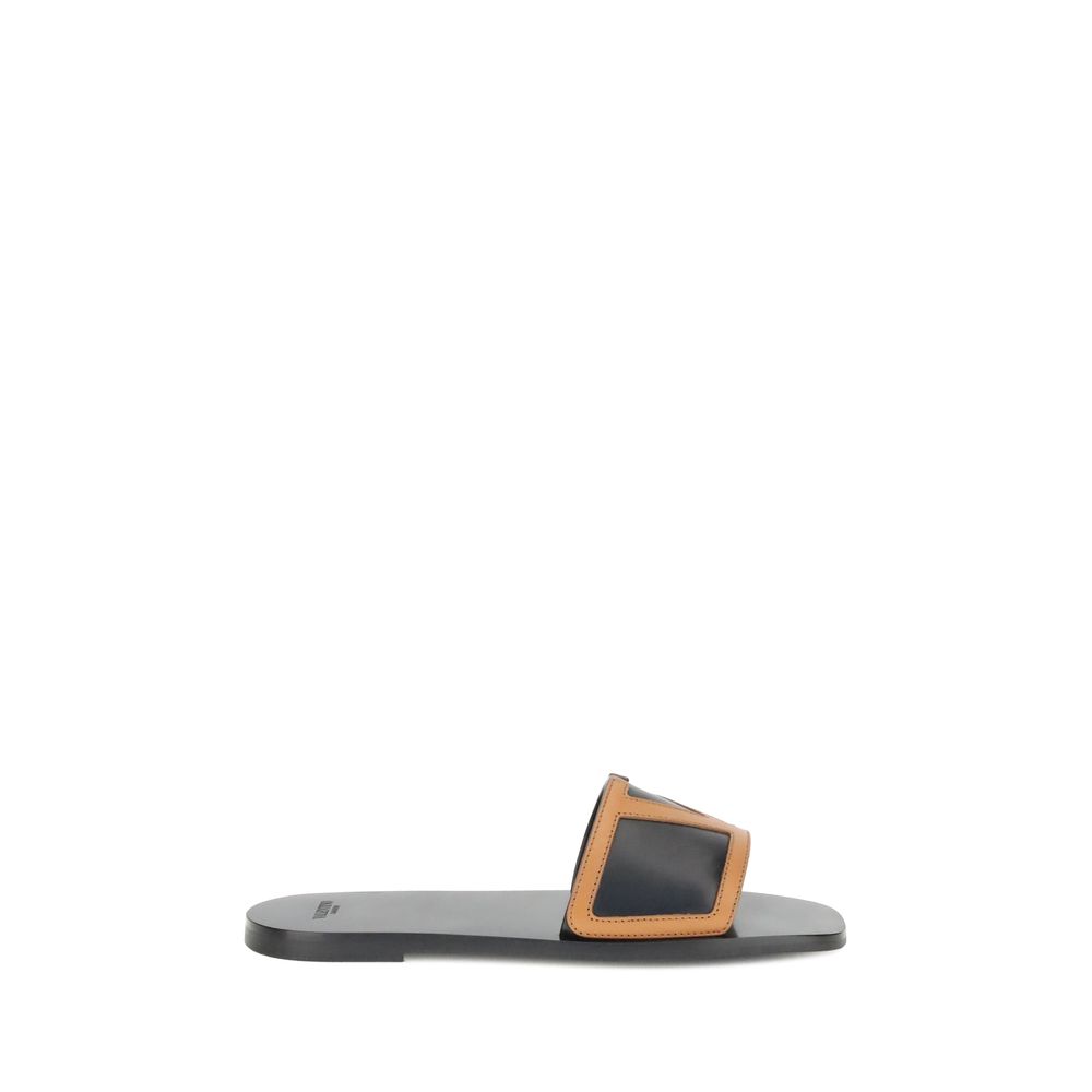 Valentino Garavani Black Calf Leather Bos Taurus Sandals