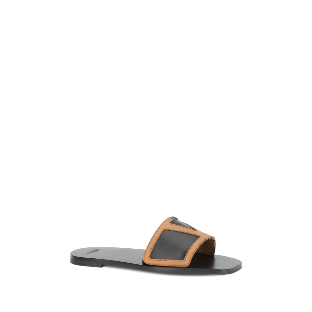 Valentino Garavani Black Calf Leather Bos Taurus Sandals