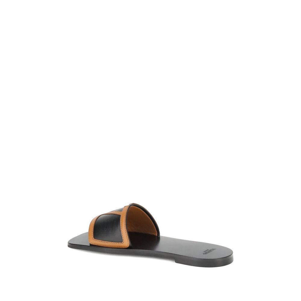 Valentino Garavani Black Calf Leather Bos Taurus Sandals