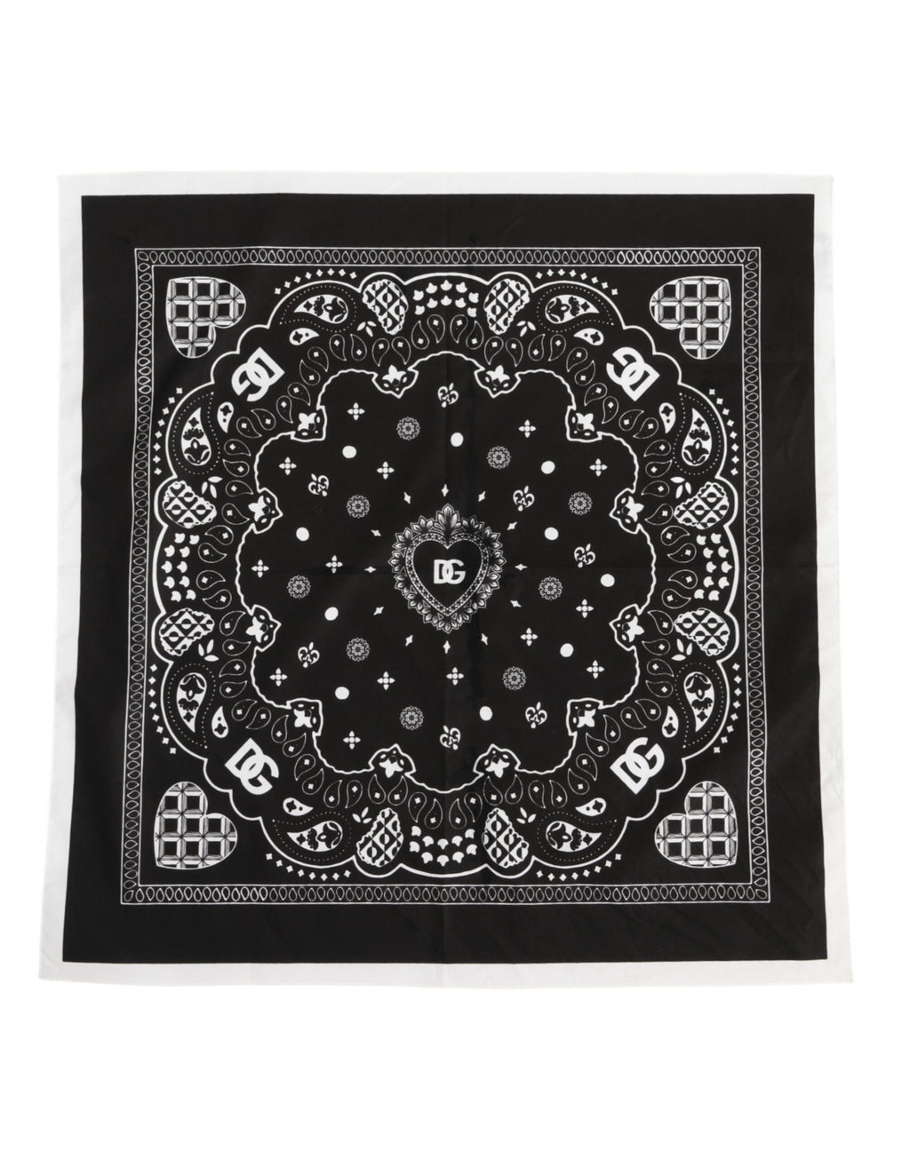 Dolce & Gabbana Black White Bandana Square Men Foulard Scarf