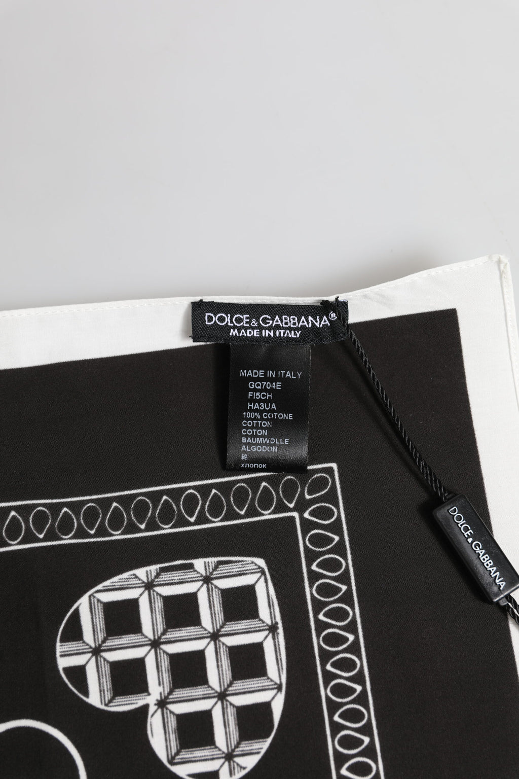 Dolce & Gabbana Black White Bandana Square Men Foulard Scarf