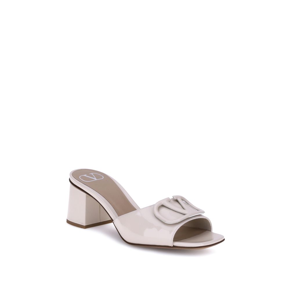 Valentino Garavani Cream Calf Leather Bos Taurus Sandals