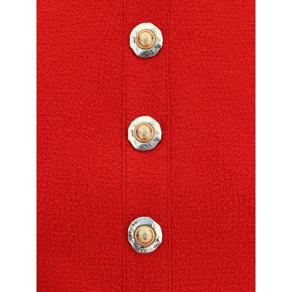 Balmain Red Fleece Wool Top