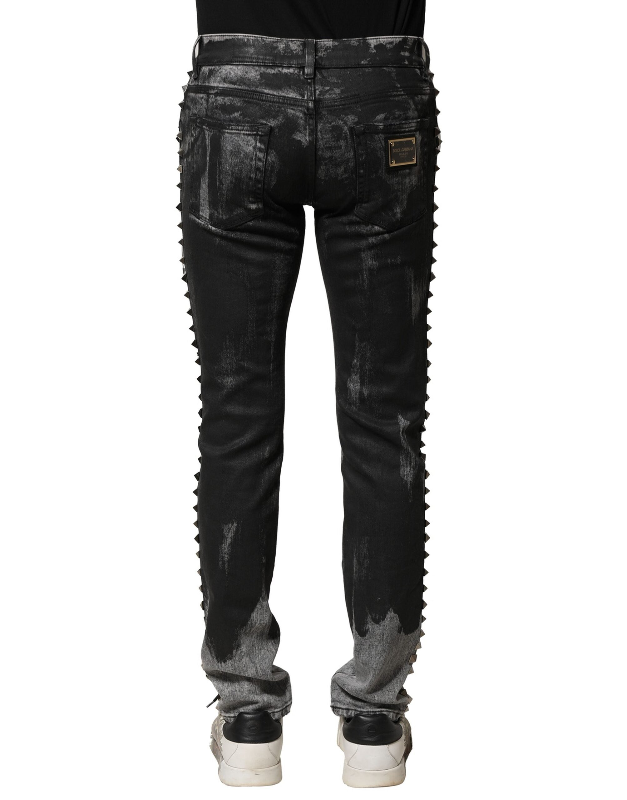 Dolce & Gabbana Black Washed Embellished Skinny Denim Jeans