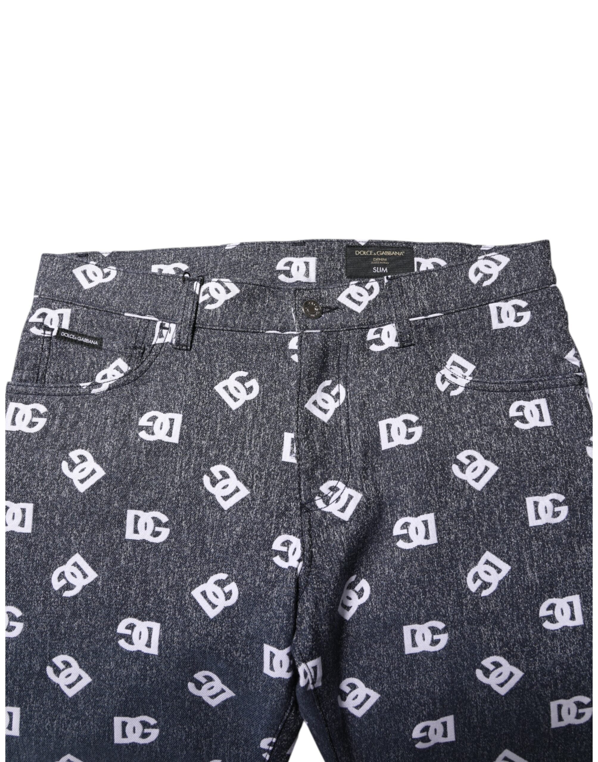 Dolce & Gabbana Dark Gray Logo Cotton Skinny Slim Denim Jeans