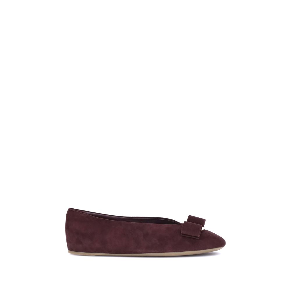 Ferragamo Bordeaux Goatskin Ballet Flats