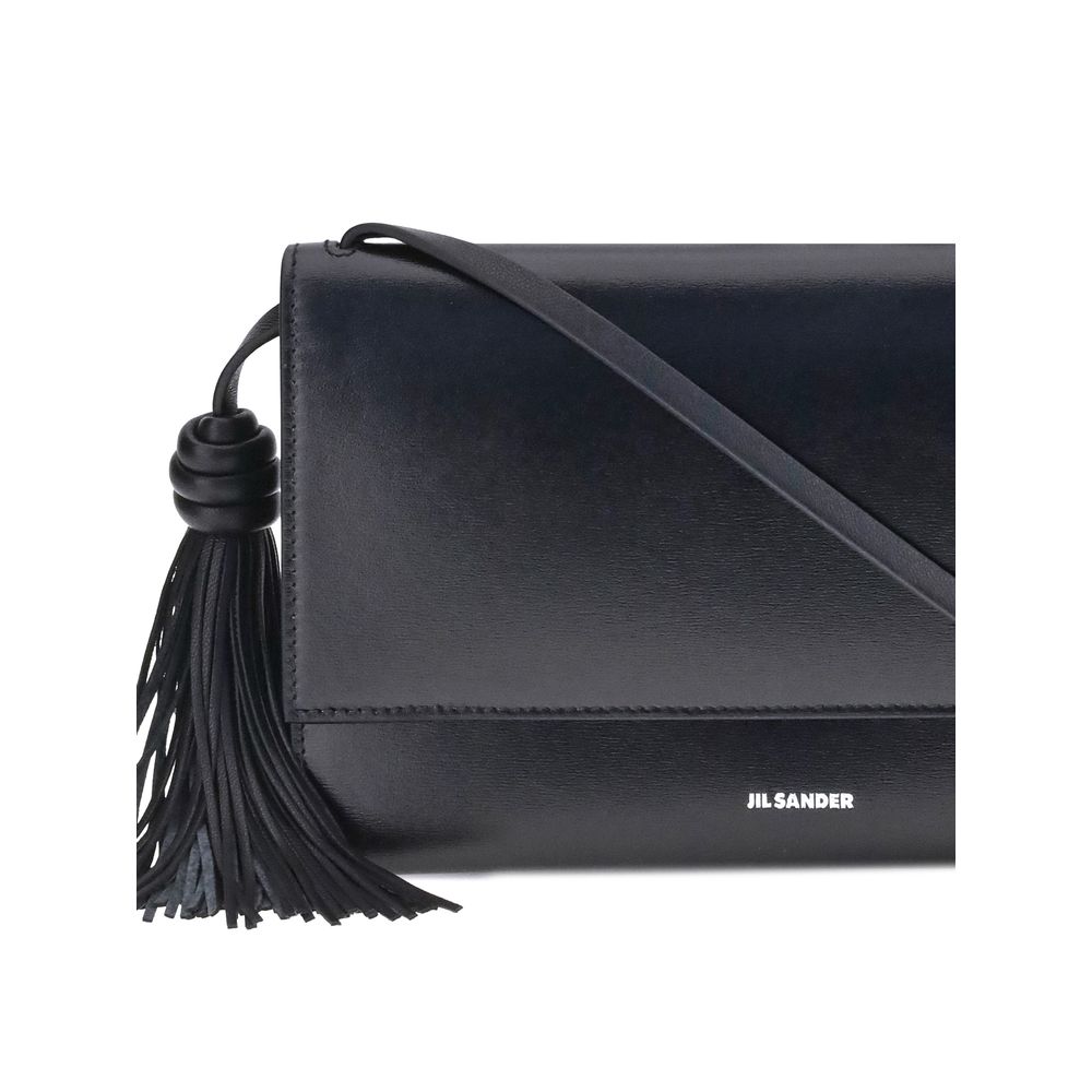 Jil Sander Black Calf Leather Bos Taurus Shoulder Bag