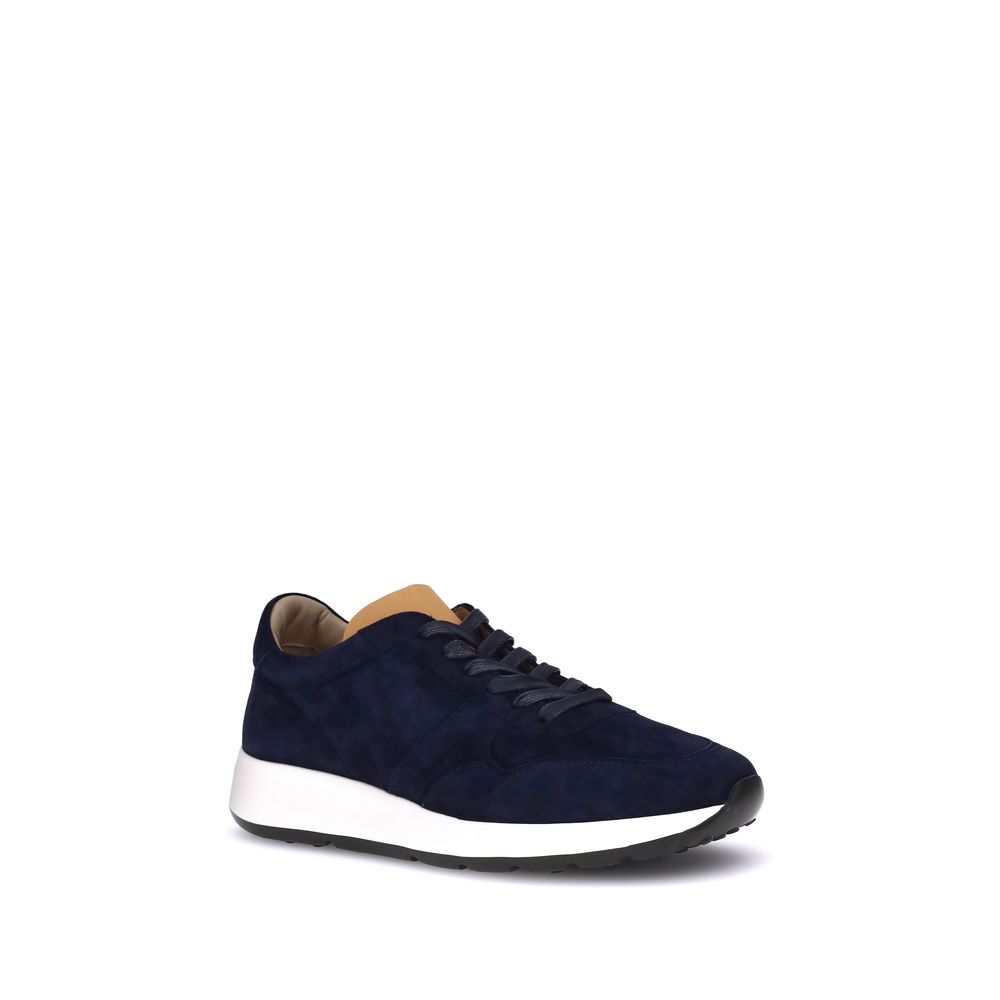 Tod's Black Calf Leather Bos Taurus Low Top Sneakers
