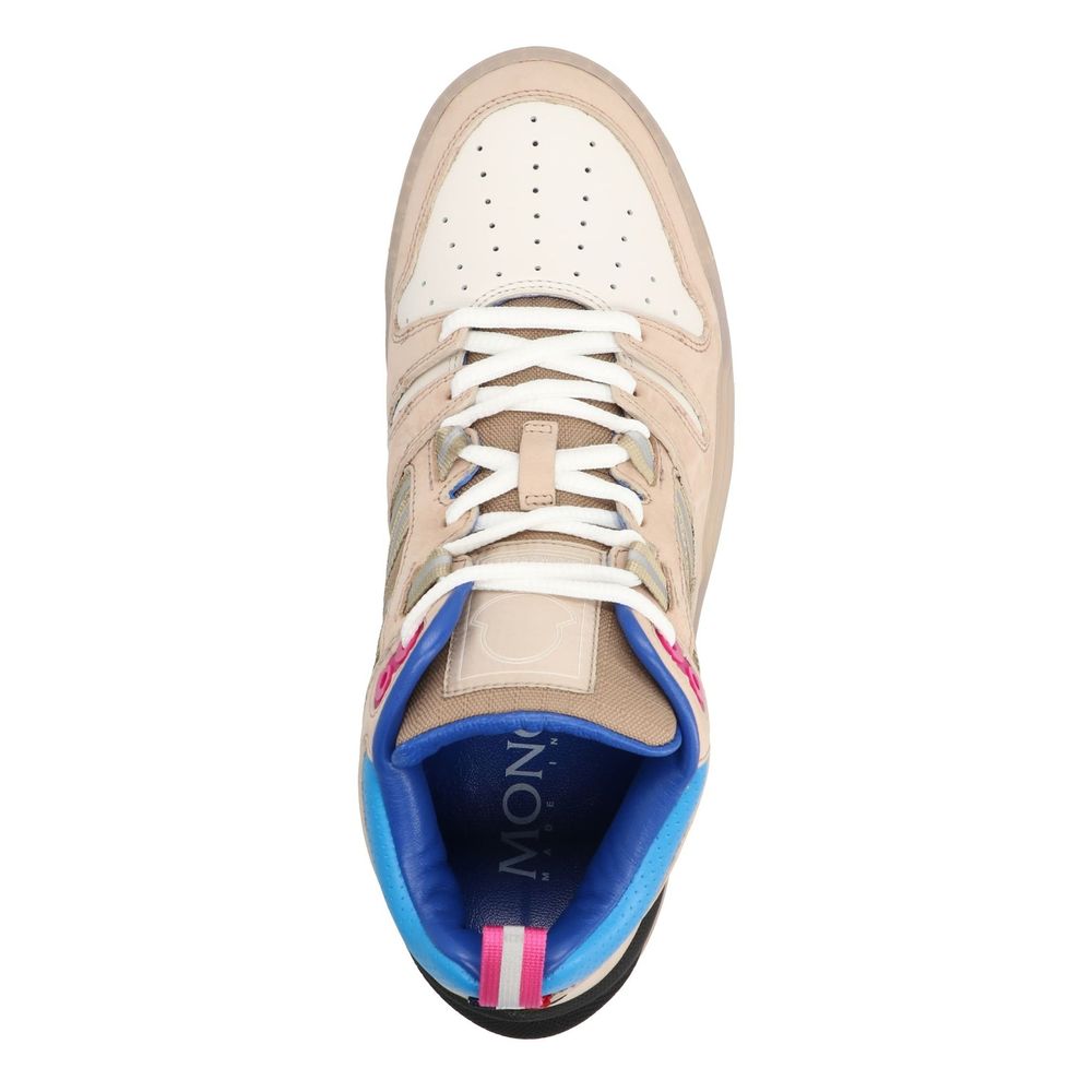 Moncler Beige Leather Platform Sneakers