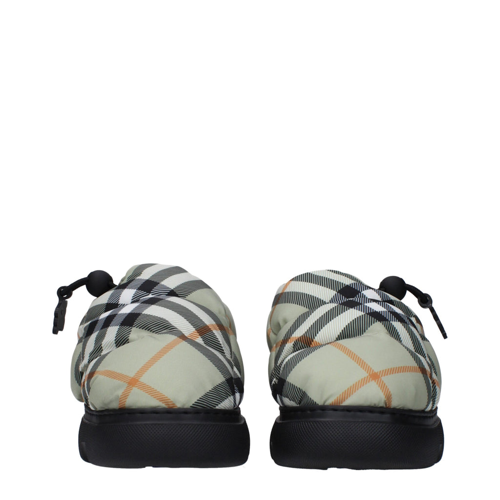 Burberry Green Fabric Slip-On Loafers