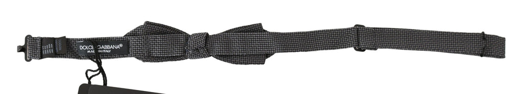 Dolce & Gabbana Gray Patterned Silk Adjustable Neck Bow Tie Papillon