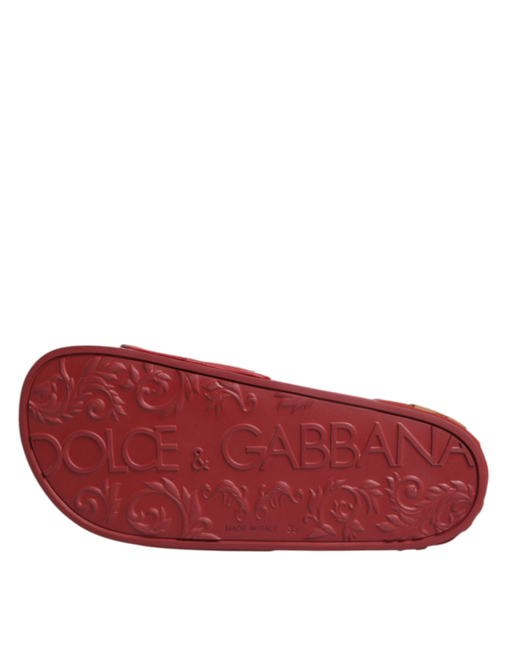 Dolce & Gabbana Red Devotion Matelassé Leather Slides Shoes