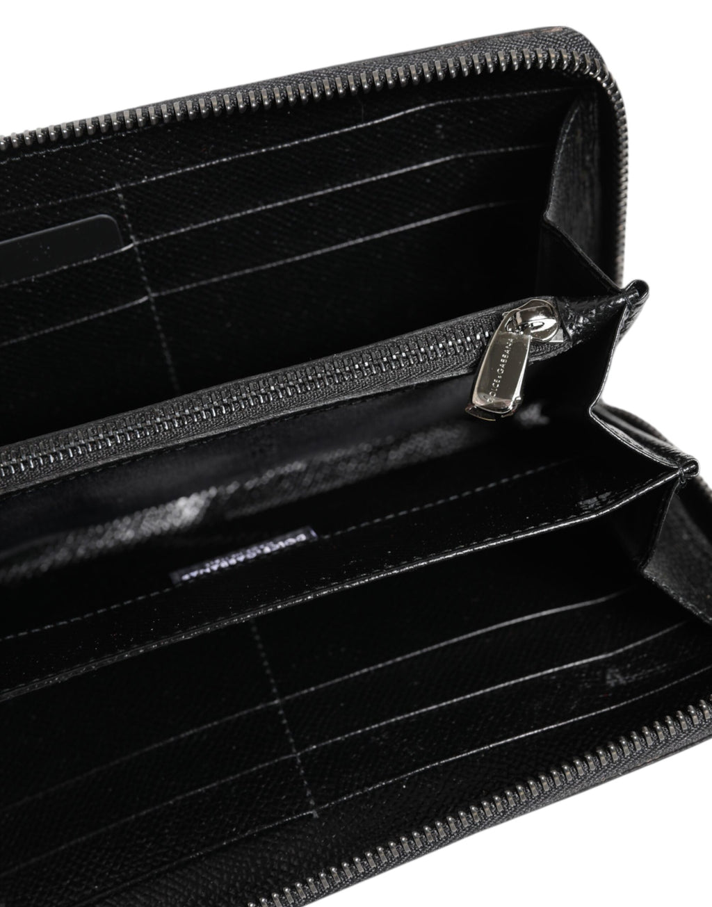 Dolce & Gabbana Black Gray Leopard Leather Zip Around Continental Wallet