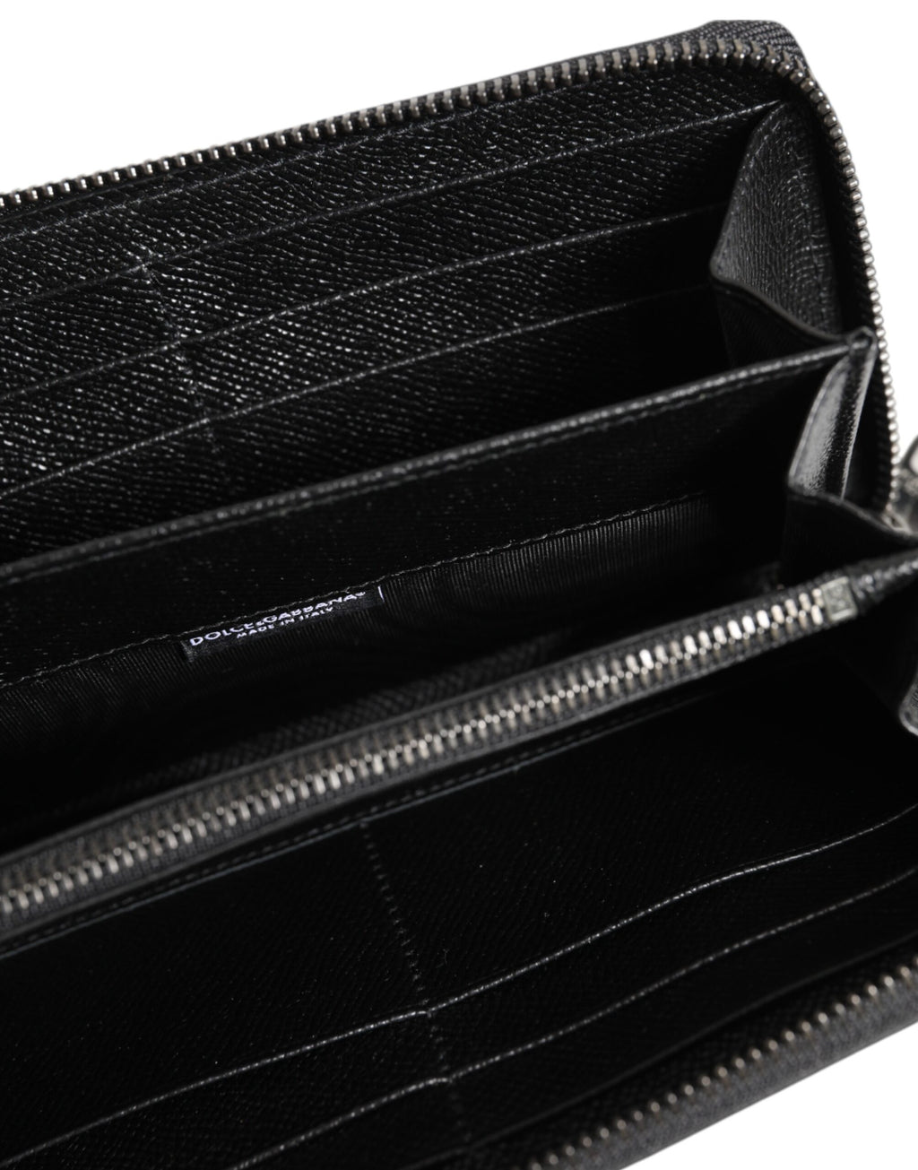 Dolce & Gabbana Black Leather #DGFAMILY Zipper Continental Mens Wallet