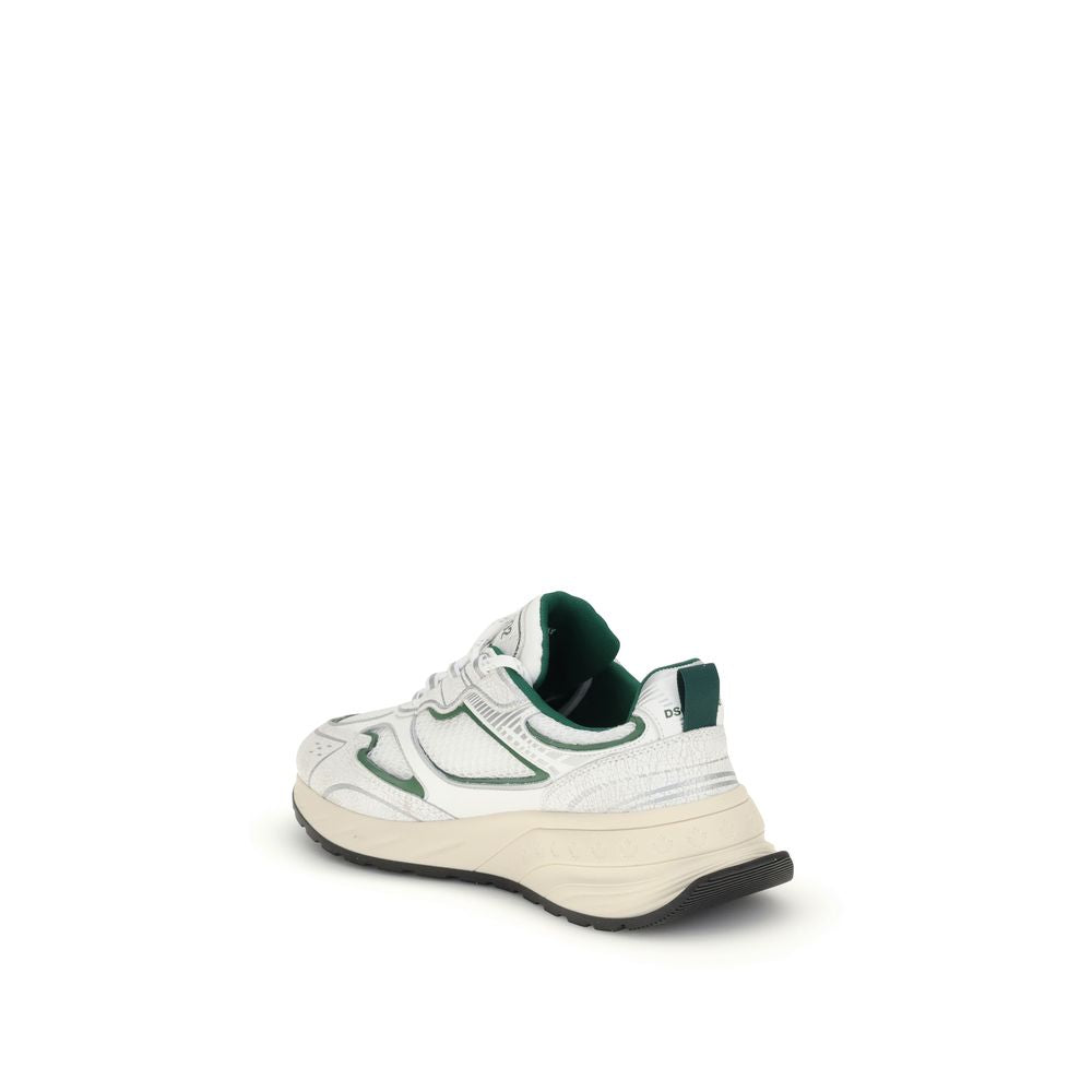 Dsquared² White Calf Leather Bos Taurus Athletic Sneakers