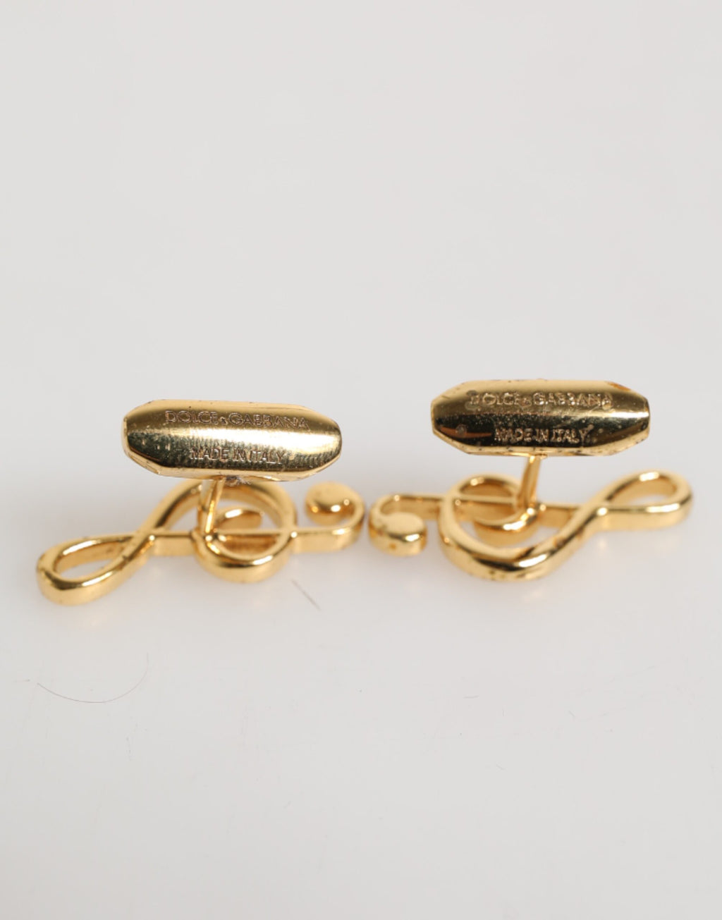 Dolce & Gabbana Gold Musical Note Metal Brass Pin Men Accessory Cufflinks