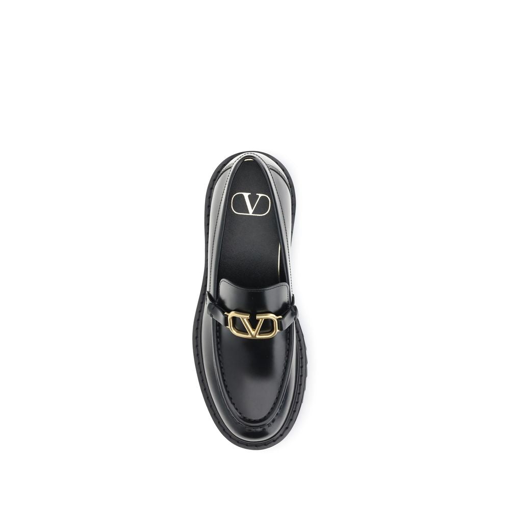 Valentino Garavani Black Leather Slip-On Loafers