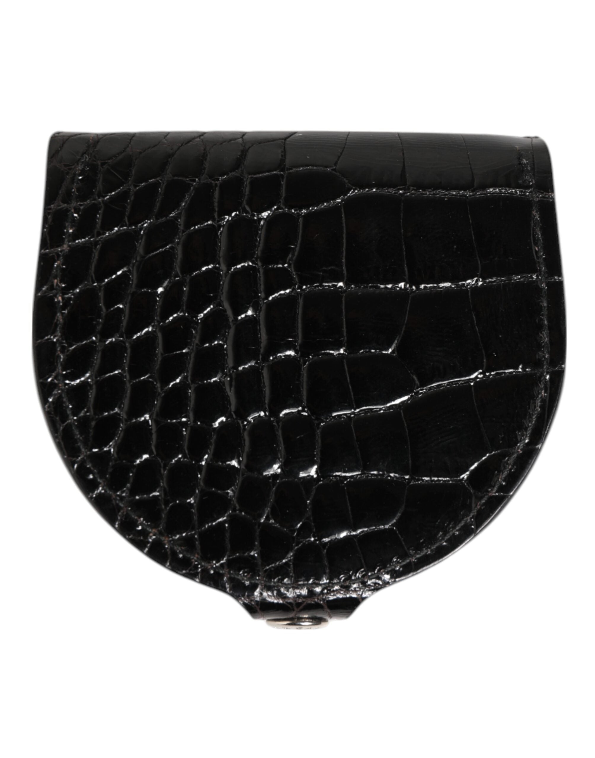 Dolce & Gabbana Black Polished Crocodile Leather Mens Coin Purse Wallet