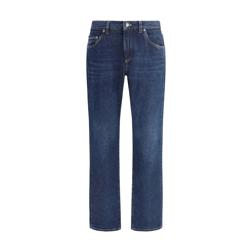 Dolce & Gabbana Blue Cotton Straight-Leg Jeans