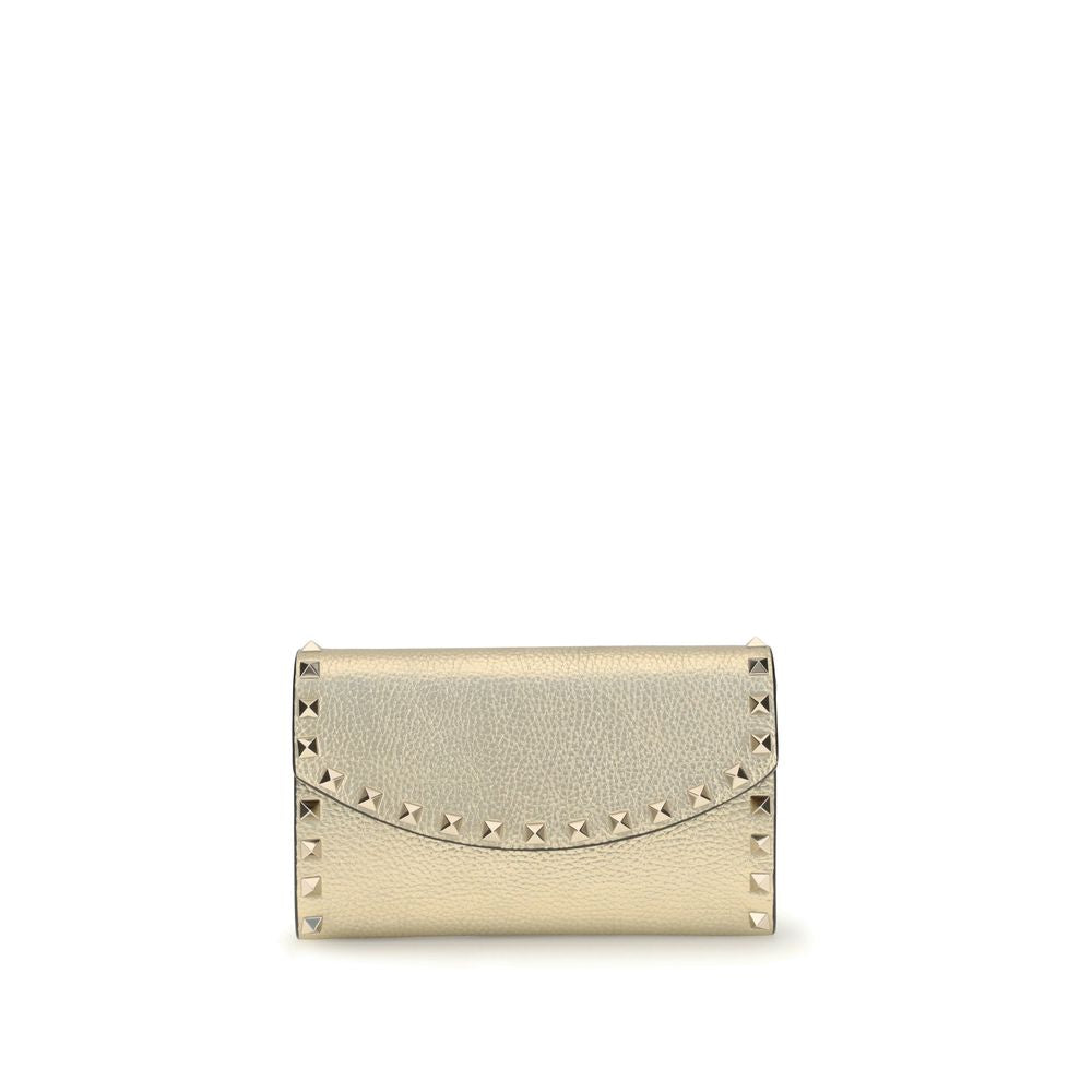Valentino Garavani Gold Calf Leather Bos Taurus Wallet