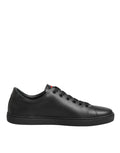 Dolce & Gabbana Black Leather Crystal Heart Low Top Sneakers  Shoes