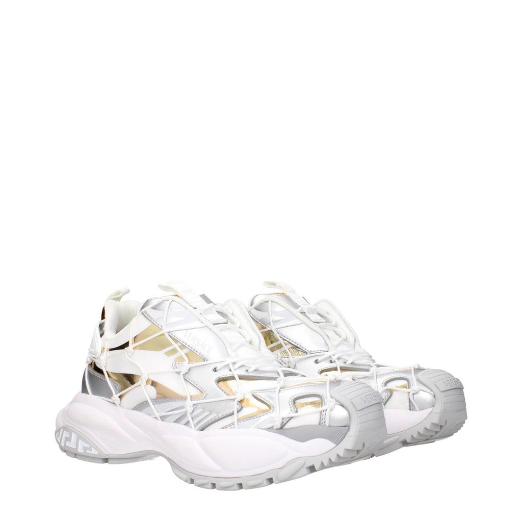 Versace White Fabric Chunky Sneakers