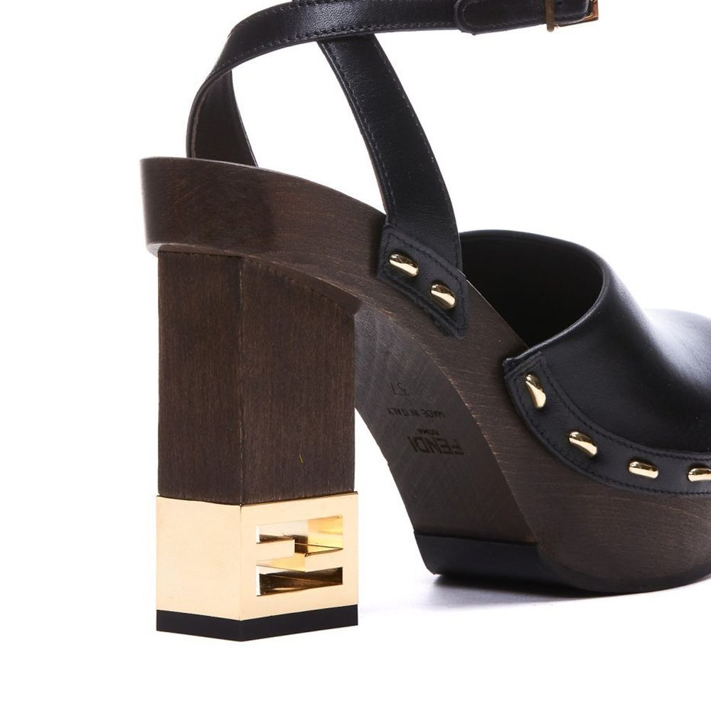 Fendi Black Calfskin Clogs