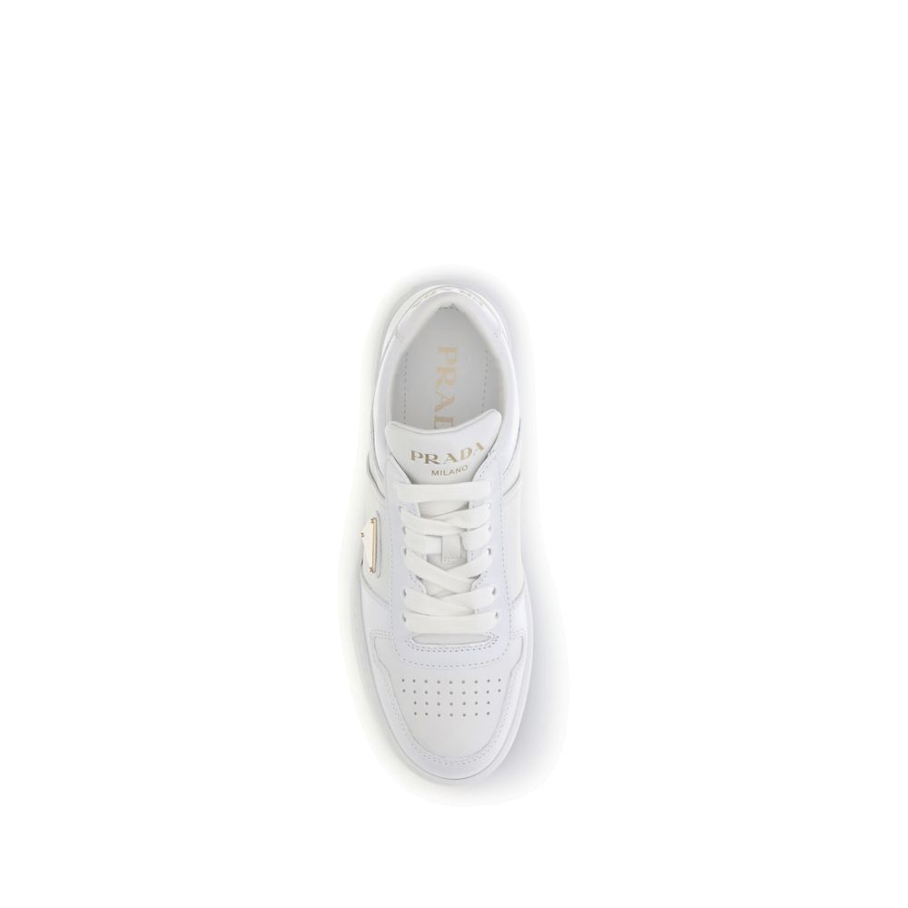 Prada White Calf Leather Bos Taurus Platform Sneakers